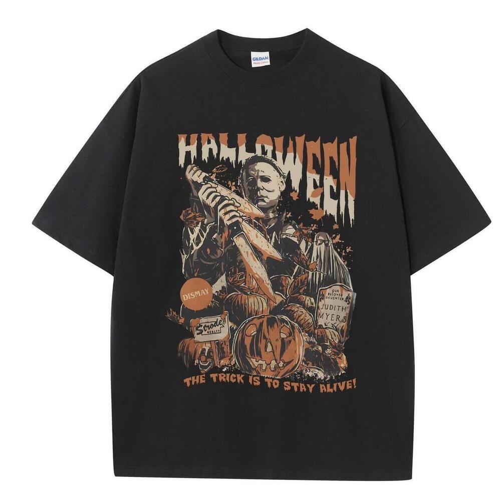 Halloween T Shirt Black And Orange Streetwear Style Size L